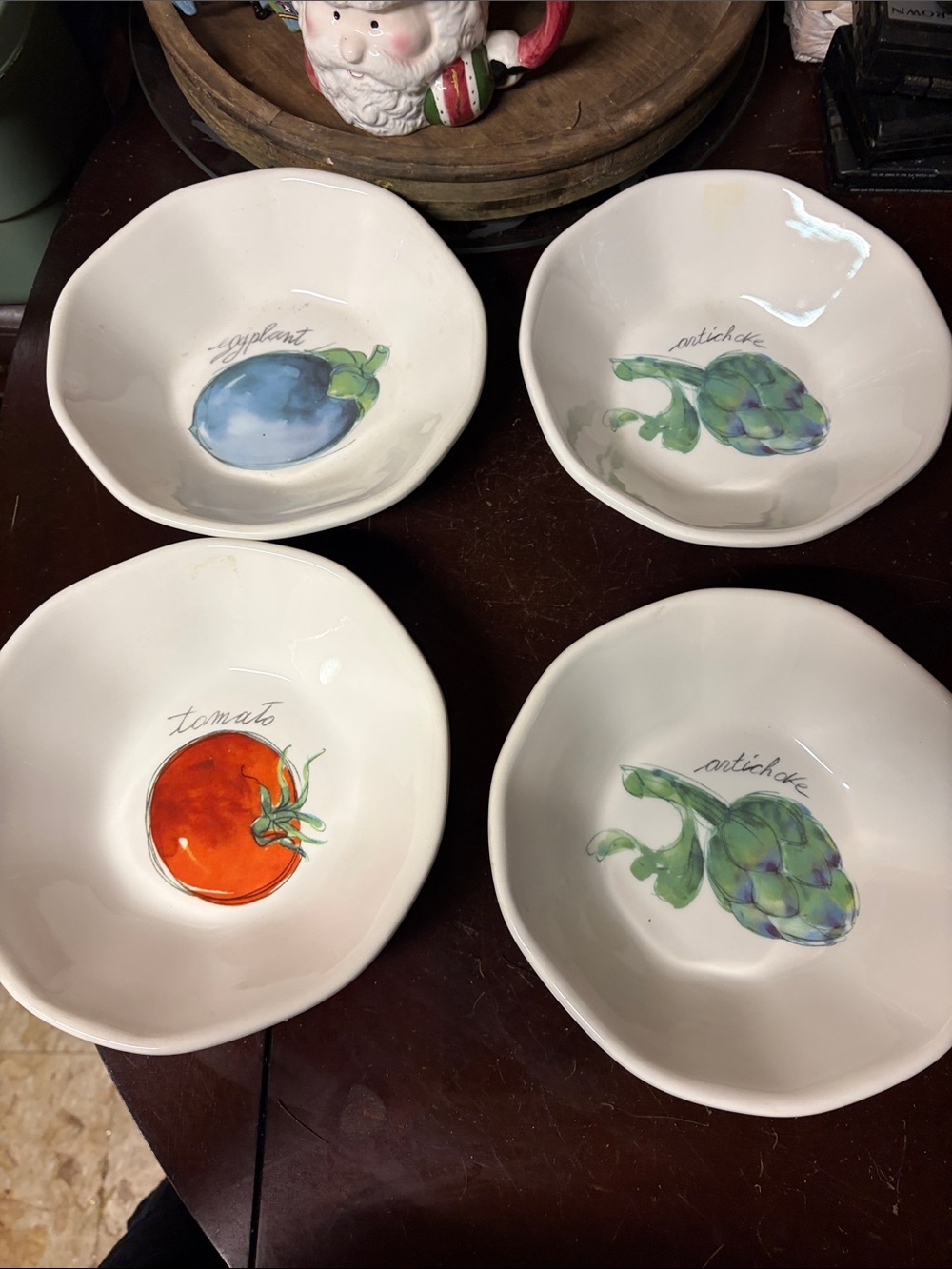 White Ceramic Vegetable Accent Bowls - Set of 4